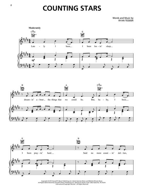 OneRepublic Native Piano／Vocal／Guitar