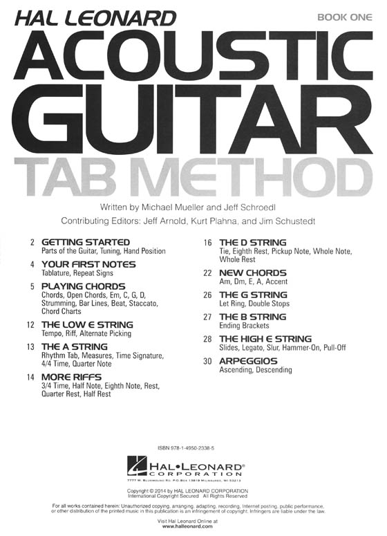 Hal Leonard Acoustic Guitar Tab Method – Book 1