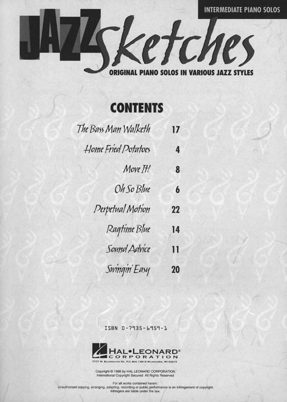 Jazz Sketches - Original Piano Solos in Various Jazz Styles by Bill Boyd Intermediate Piano Solos