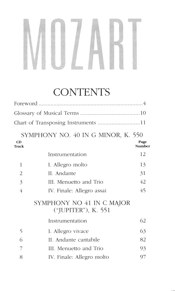 Mozart【Symphony No. 40 & No. 41】Study Score & CD