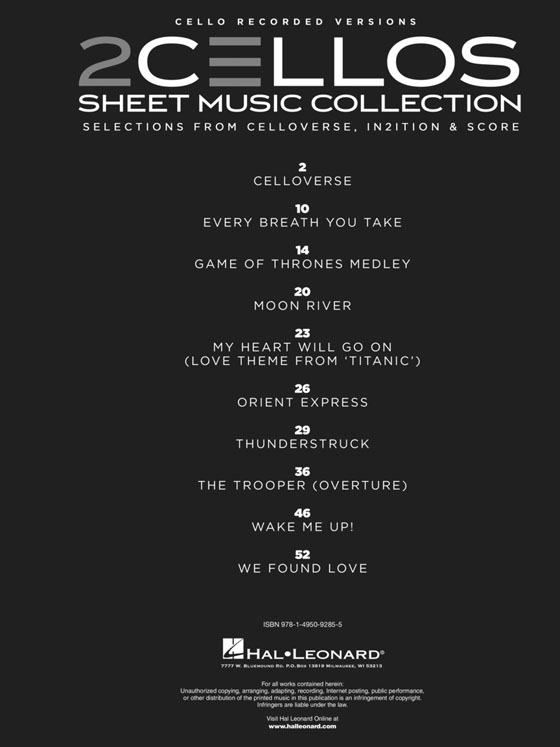 2CELLOS Sheet Music Collection