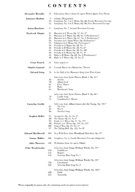 The Romantic Era Easy to Intermediate Piano Solo