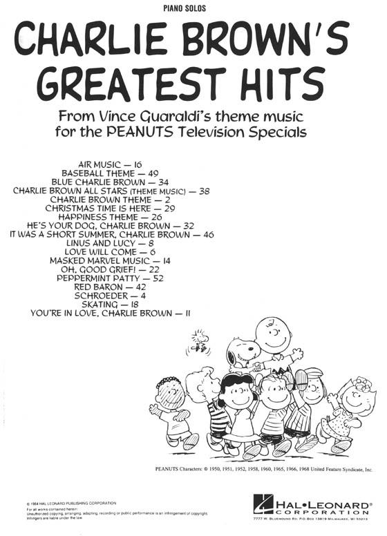 Charlie Brown's Greatest Hits Piano Solos