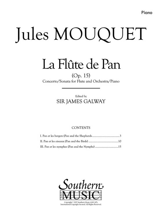 Jules Mouquet La Flûte de Pan for Flute and Piano