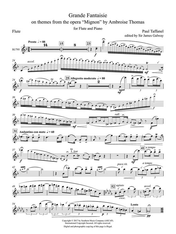 Paul Taffanel Grand Fantasy on Themes from "Mignon" for Flute and Piano