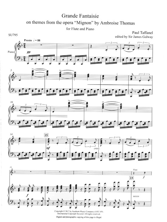 Paul Taffanel Grand Fantasy on Themes from "Mignon" for Flute and Piano