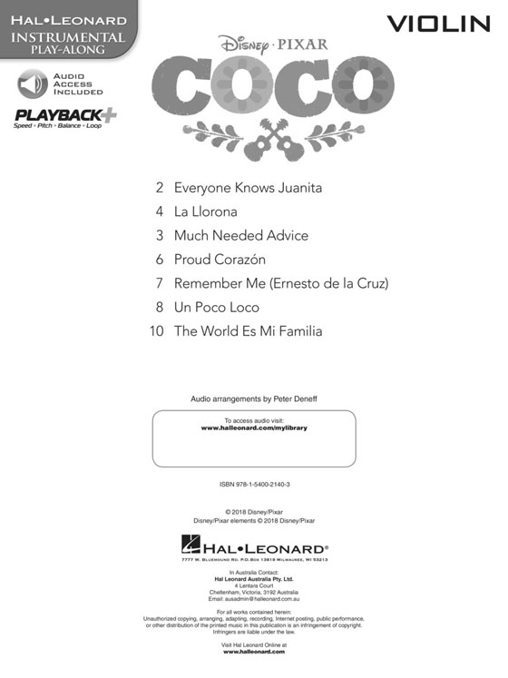 Coco Violin Hal Leonard Instrumental Play-Along