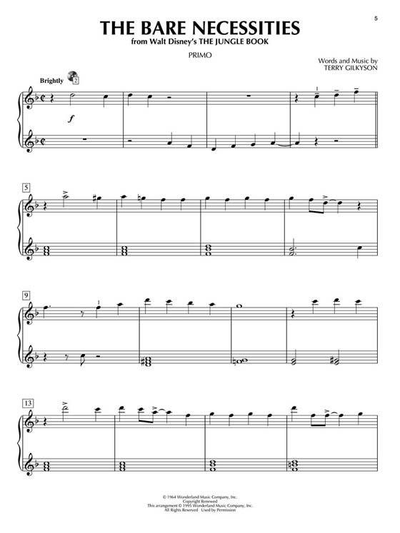 Disney Movie Songs Piano Duet Play-Along Volume 12