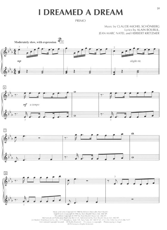 Les Miserables Piano Duet Play-Along Volume 14