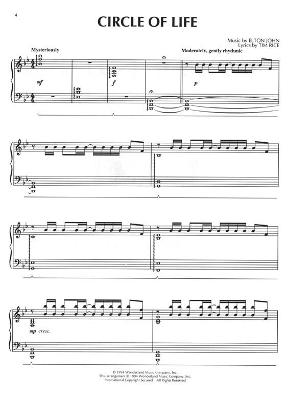 The Lion King 【Walt Disney Pictures Presents】 for Piano Solos The Lion King 【Walt Disney Pictures Presents】 for Piano Solos