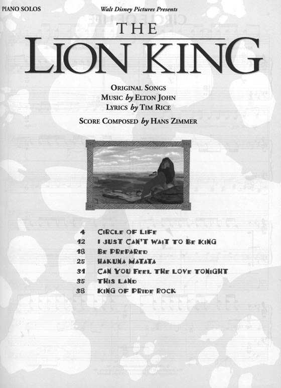 The Lion King 【Walt Disney Pictures Presents】 for Piano Solos