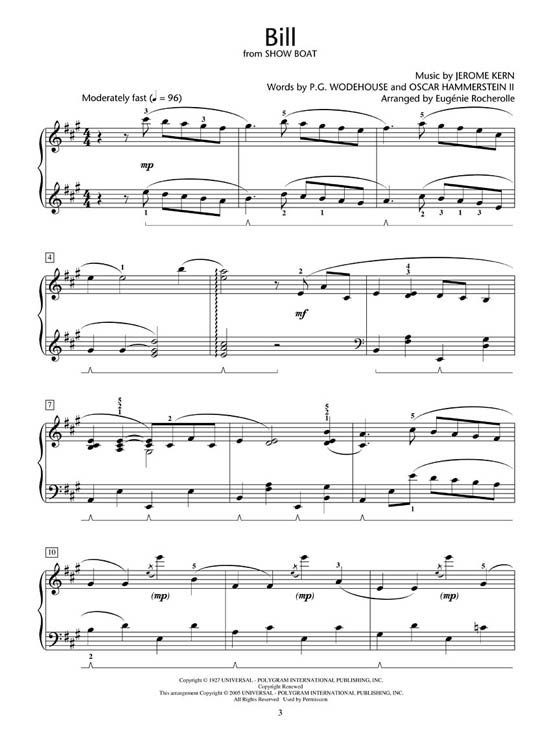 Jerome Kern Classics for Piano Solo Intermediate Level