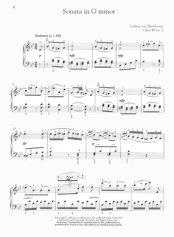 Beethoven Two Short Sonatas Opus 49 for Piano