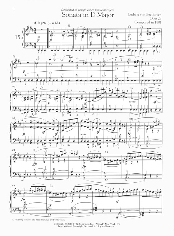 Beethoven Piano Sonata No. 15 in D Major Opus 28 ("Pastorale")