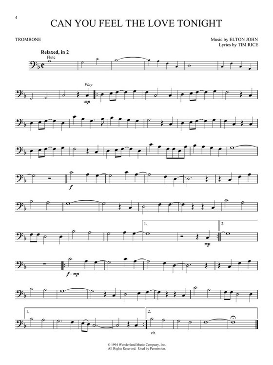 The Lion King Trombone Hal Leonard Instrumental Play-Along