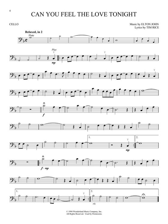 The Lion King Cello Hal Leonard Instrumental Play-Along