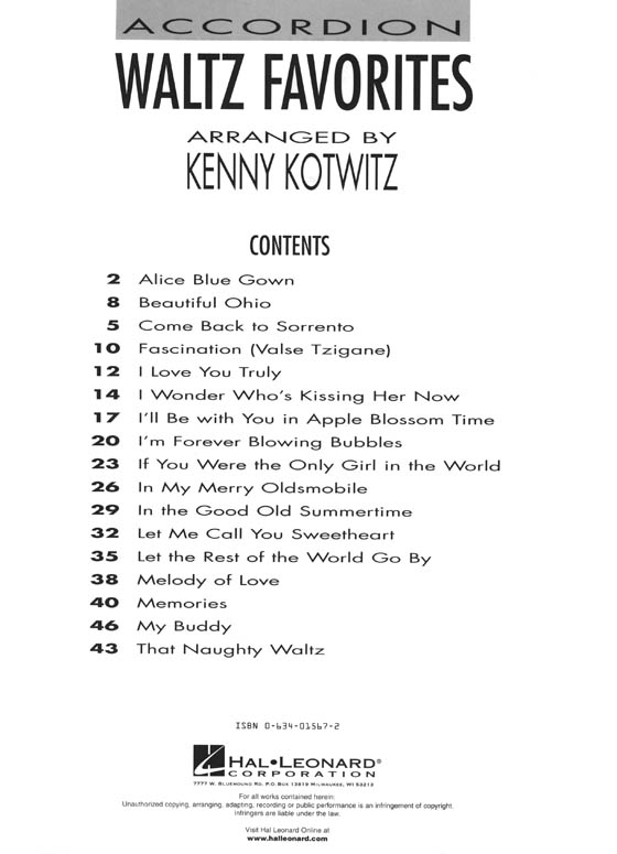 Waltz Favorites for Accordion Waltz Favorites for Accordion