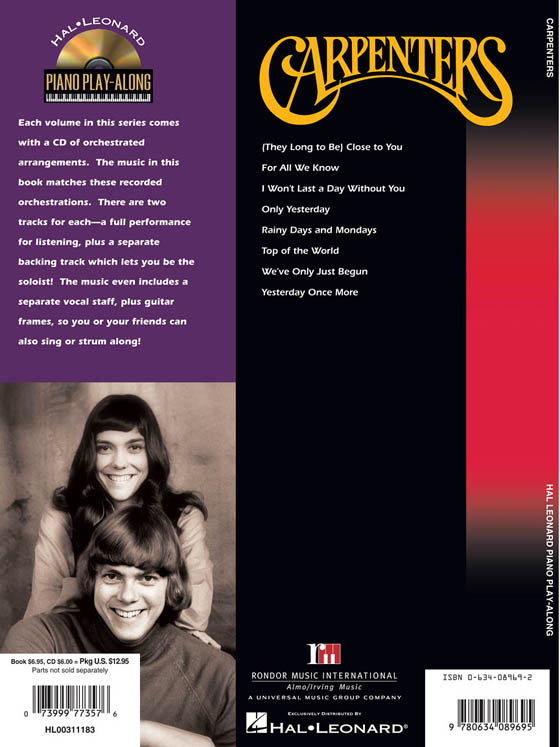 Carpenters - Hal Leonard Piano Play-Along Volume 31