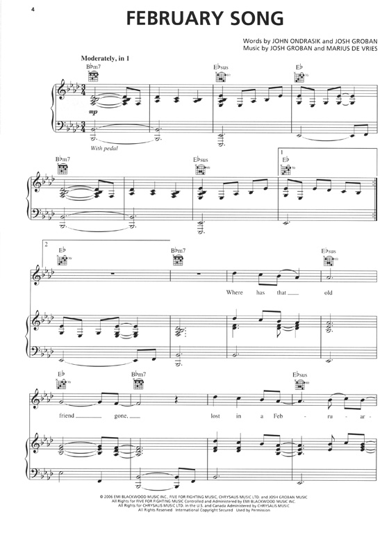 Josh Groban Hal Leonard Piano Play-Along Volume 81