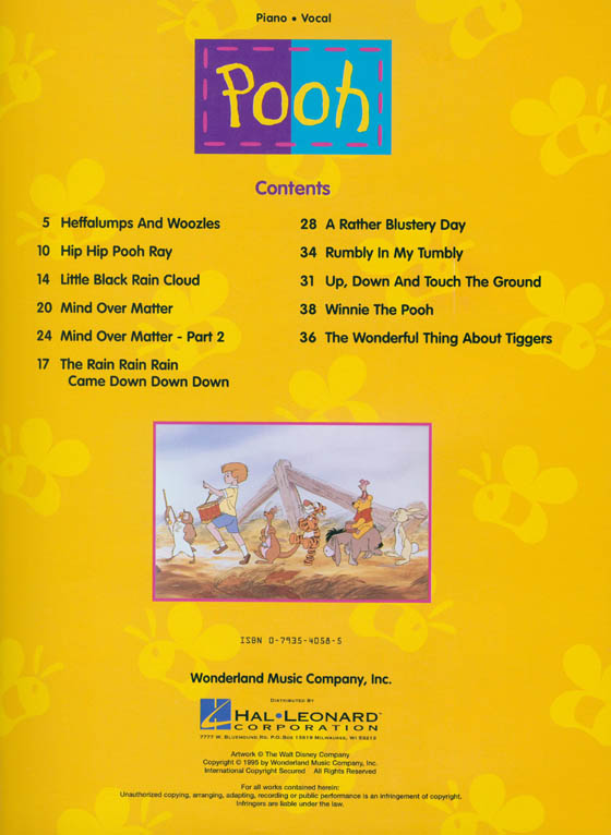 Pooh: Songs from Classic "Winnie the Pooh" Featurettes Piano‧Vocal