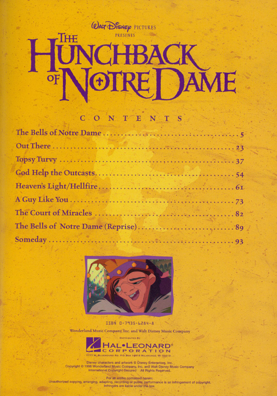 The Hunchback of Notre Dame Piano‧Vocal