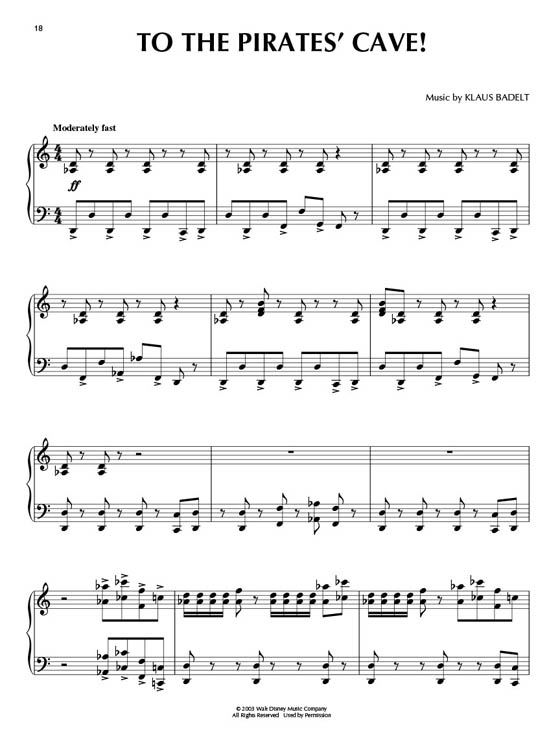 Selections from Pirates of the Caribbean – The Curse of the Black Pearl for Piano Solo