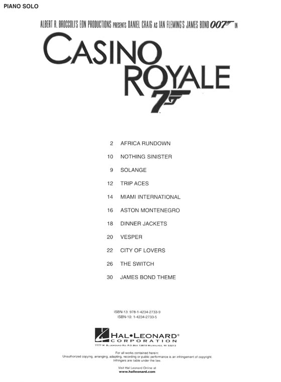 Casino Royale Piano Solo