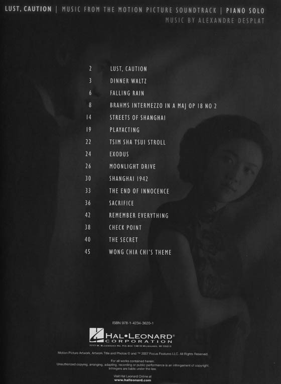 Lust, Caution/Music from the Motion Picture Soundtrack Piano Solo Lust, Caution/Music from the Motion Picture Soundtrack Piano Solo