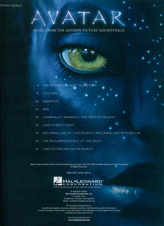 Avatar: Music from the Motion Picture Soundtrack Piano Solo
