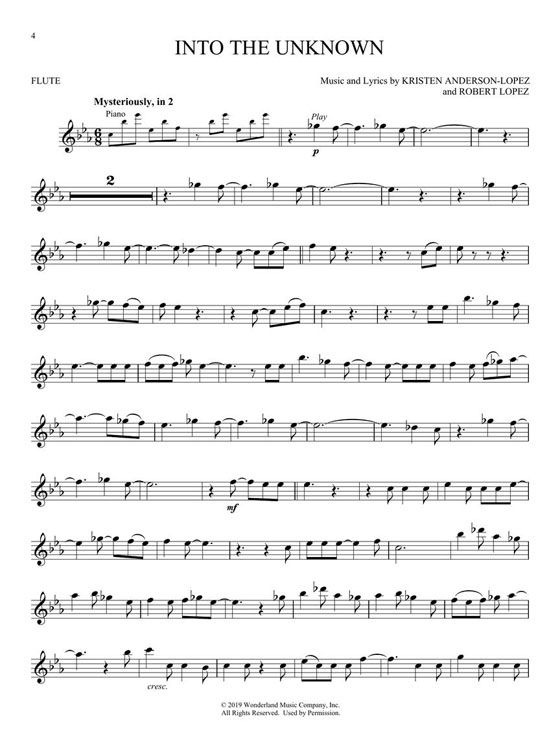 Frozen Ⅱ Flute Hal Leonard Instrumental Play-Along