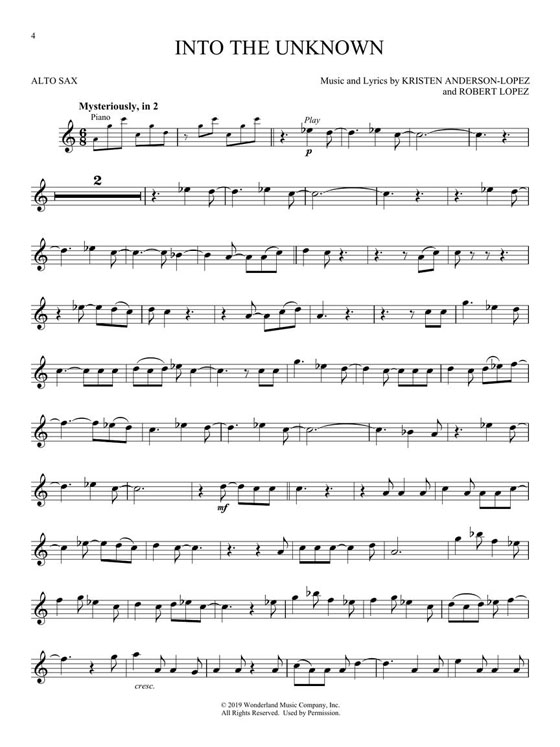 Frozen Ⅱ Alto Sax Hal Leonard Instrumental Play-Along