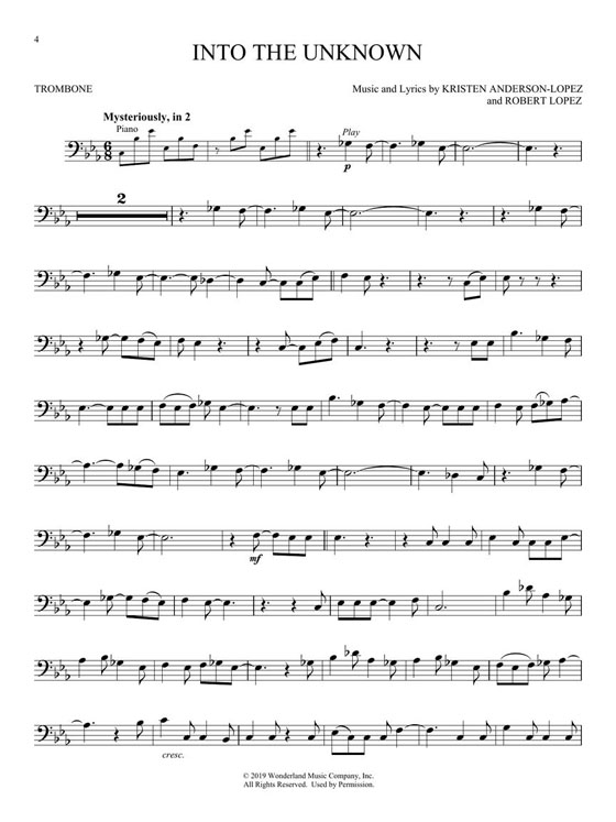 Frozen Ⅱ Trombone Hal Leonard Instrumental Play-Along