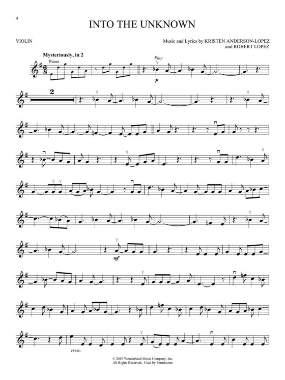 Frozen Ⅱ Violin Hal Leonard Instrumental Play-Along