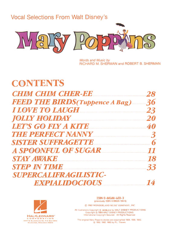 Vocal Selections from Walt Disney's Mary Poppins