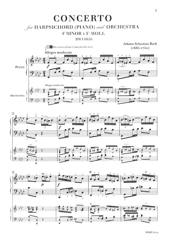 J.S. Bach Concerto in F Minor, BWV1056／J.C.F. Bach – Concerto in E-flat Major Music Minus One Piano