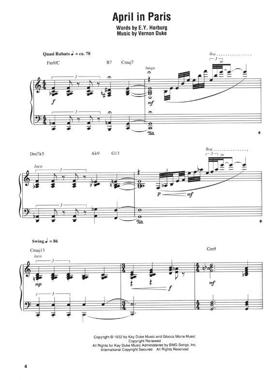 Thelonious Monk Plays Standards, Volume 1 Artist Transcriptions‧Piano