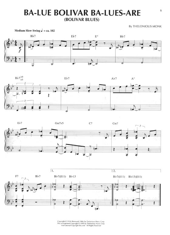 Thelonious Monk Intermediate Piano Solos