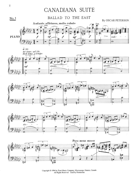 The Oscar Peterson Trio Canadiana Suite Piano Transcription