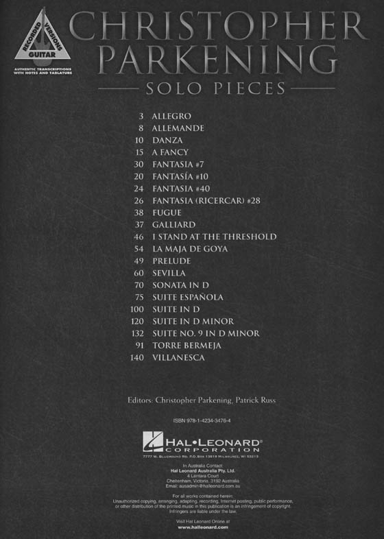 Christopher Parkening – Solo Pieces Guitar Recorded Versions