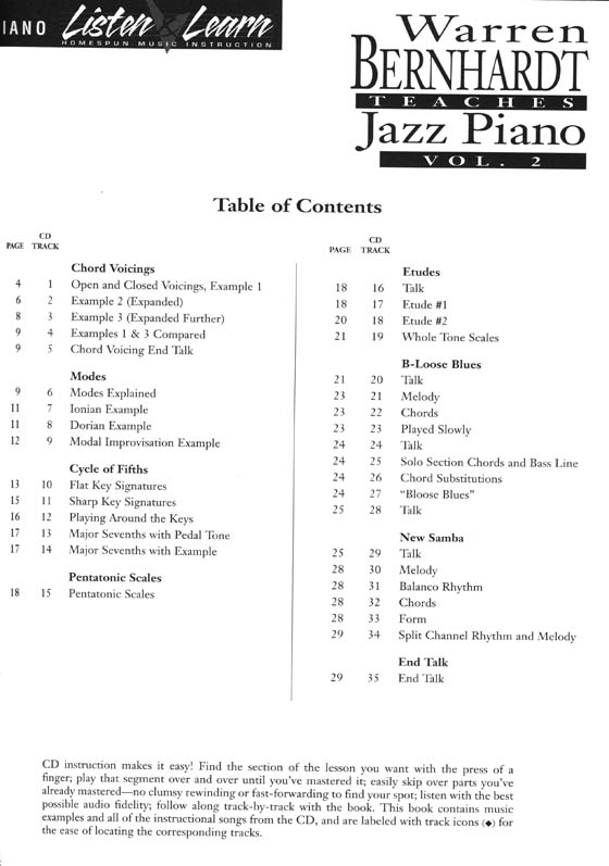 Warren Bernhardt Teaches Jazz Piano, Vol. 2