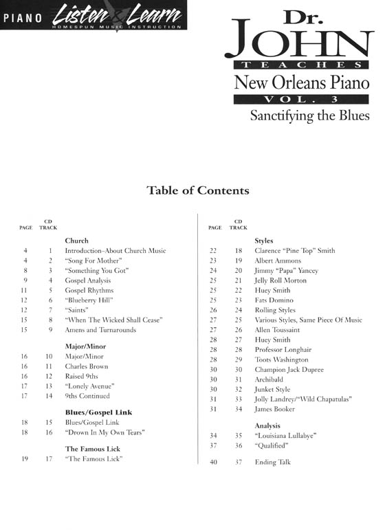 Dr. John Teaches New Orleans Piano, Vol. 3