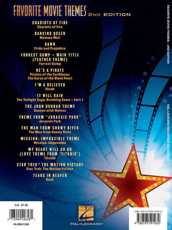 Favorite Movie Themes – 2nd Edition Hal Leonard Recorder Songbook