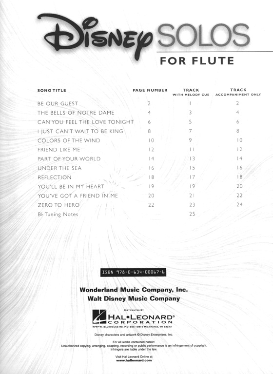 Disney Solos for Flute