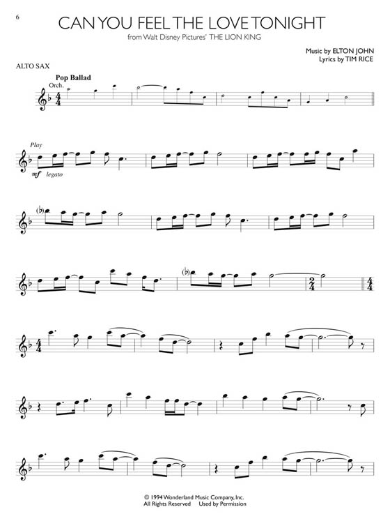 Disney Solos for Alto Sax