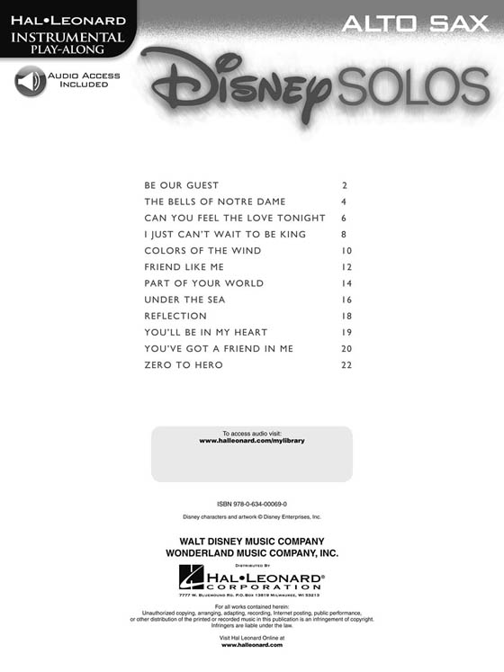 Disney Solos for Alto Sax