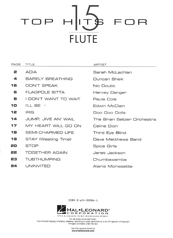 15 Top Hits for Flute