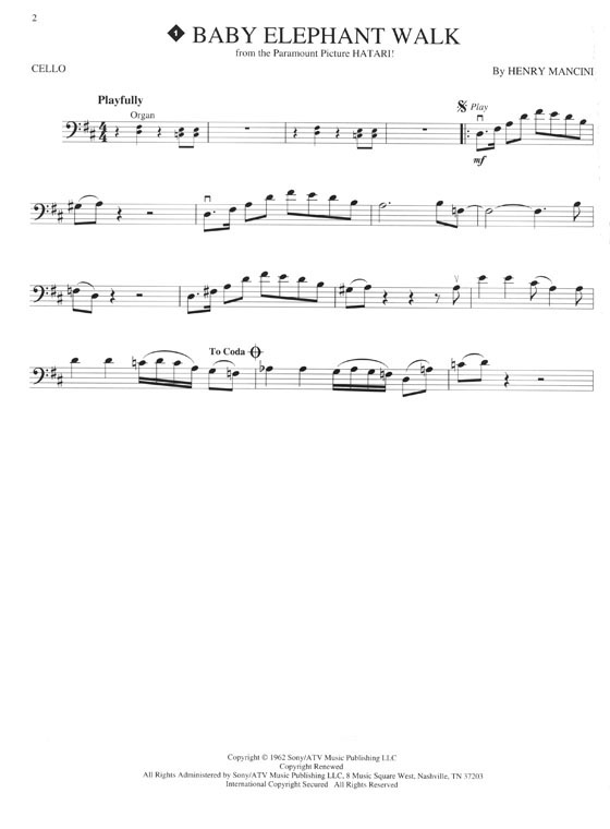 Henry Mancini‧Cello Hal Leonard Instrumental Play-Along for Cello