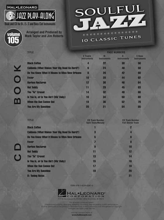 Soulful Jazz Hal Leonard Jazz Play-Along Vol. 105