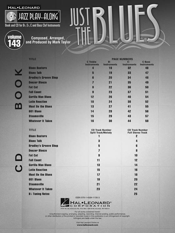 Just the Blues Hal Leonard Jazz Play-Along Vol. 143