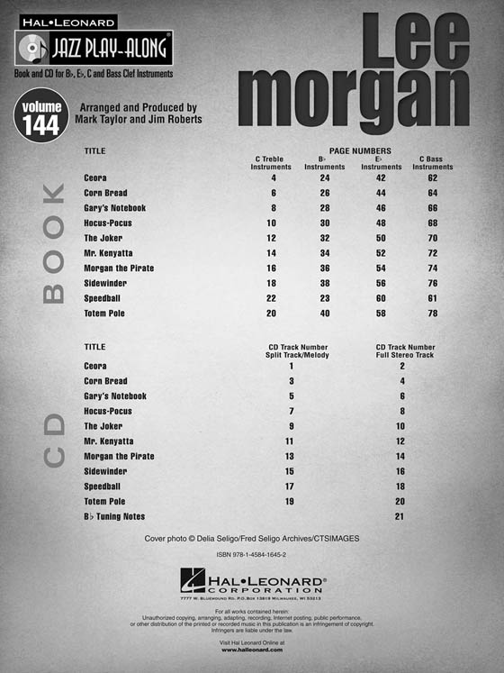 Lee Morgan Hal Leonard Jazz Play-Along Vol. 144